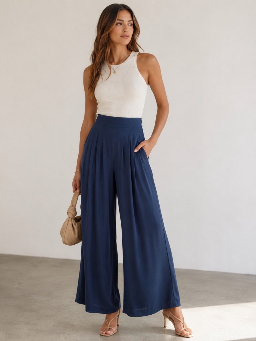 Leith High Waisted Pleated Front Culottes Size S Flowy Classic Elegance